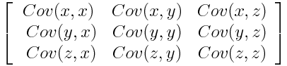 Covariance Matrix for 3-Dimensional Data