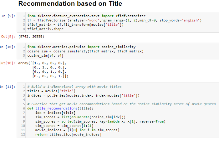 recommendation system machine learning recommendation based title