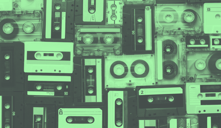 A green-toned image of cassette tapes. /job-search/career-change-after-40