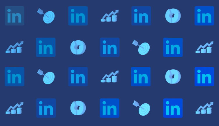 The Linkedin logo and sales reps icons placed in a pattern.