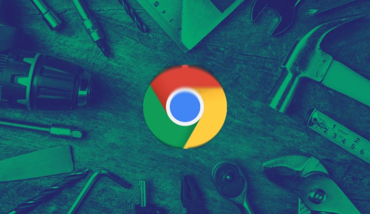 Google chrome icon surrounded by hardware tools