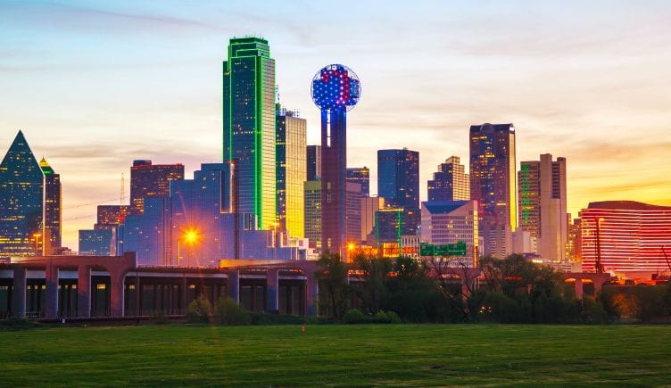 Dallas tech hub skyline