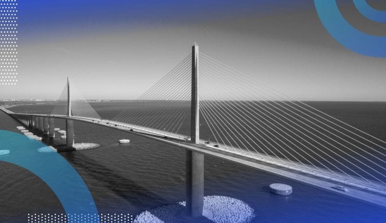 The Sunshine Skyway bridge, which spans the mouth of Tampa Bay.
