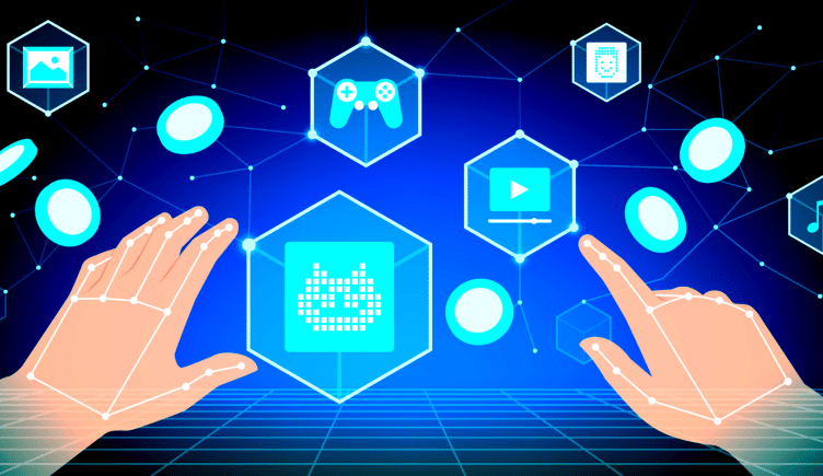 A person playing games developed with blockchain technology.