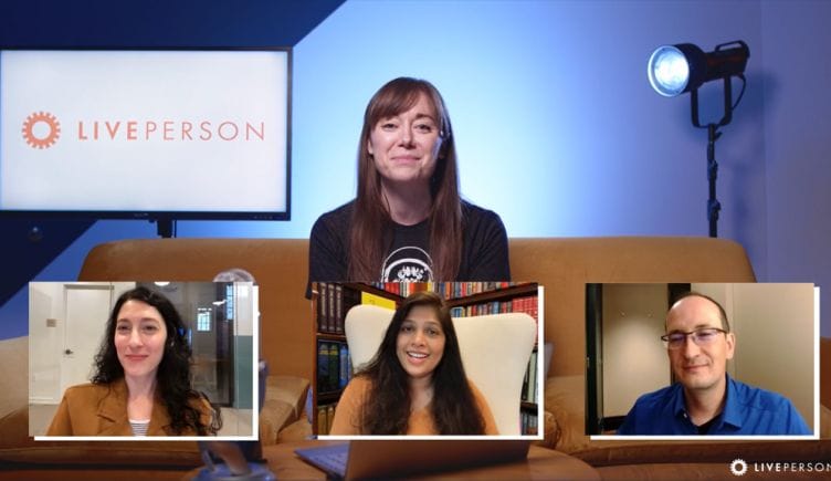 United We Tech video host interviewing three team members from LivePerson