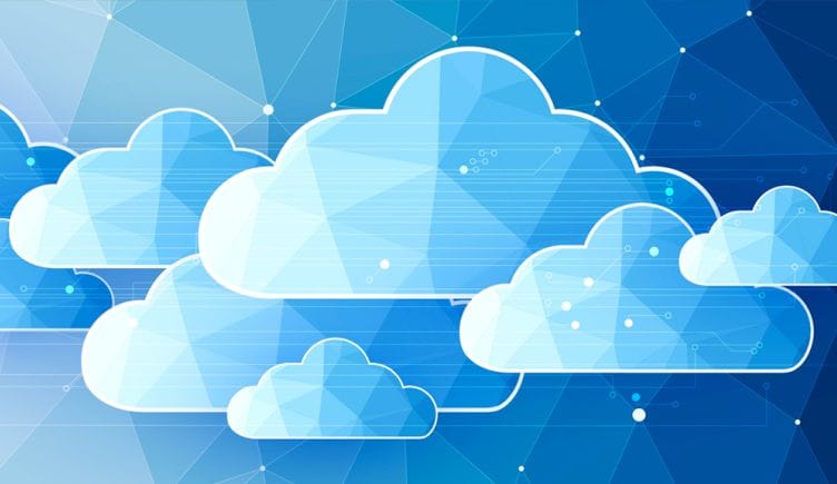 Illustrated clouds with Integrated digital web concept