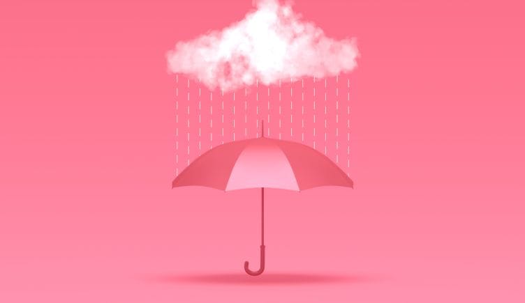 Rain cloud over umbrella
