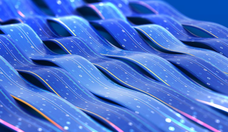 strands of wavy blue data unraveling