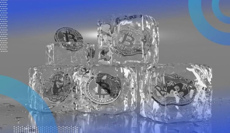 Bitcoins frozen in ice cubes