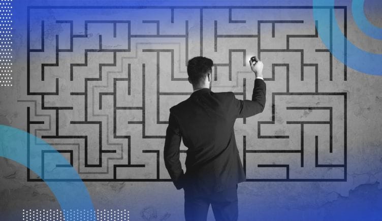 exit strategy plan businessperson solving a maze