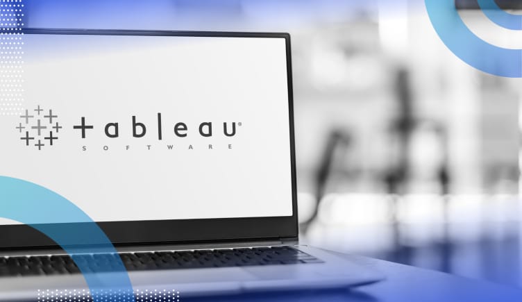 Tableau image of a laptop showing the Tableau logo