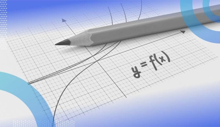 A pencil lays on a piece of graph paper with a function on it