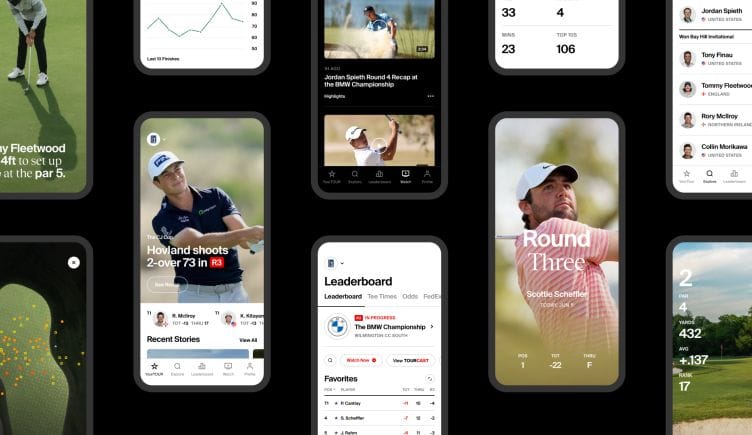 product images of PGA' TOURs new digital experience