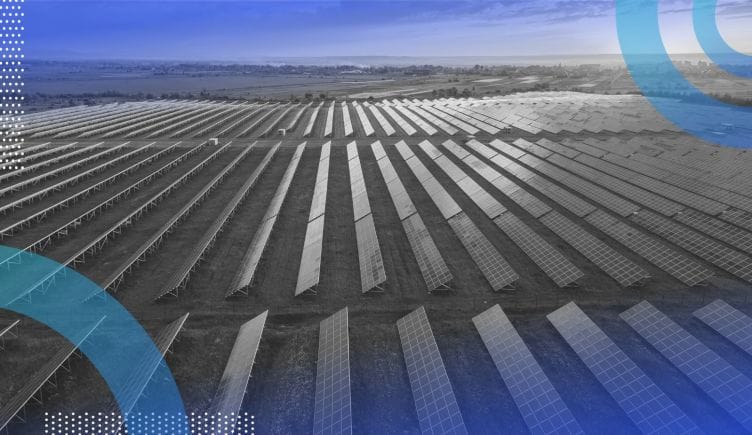 Rows of solar panels in a field
