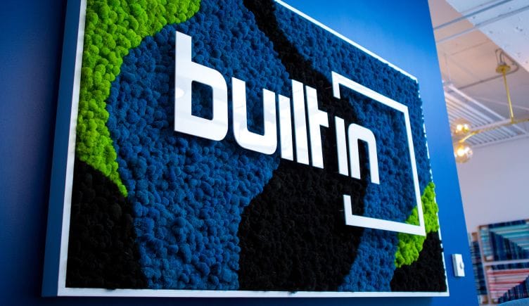wall art display of the Built In logo