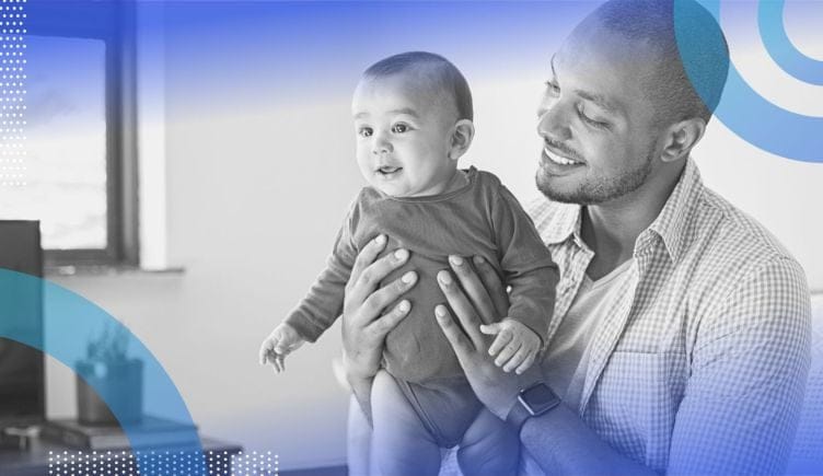 A father and child. Parental leave policies should encourage new fathers to take time off. 