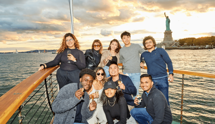  The Giant Machines team on a boat in New York City
