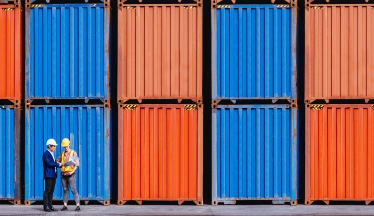 a photo of shipping containers from a supply chain company