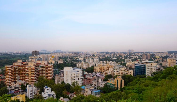 An aerial view of the skyline in Pune, India.