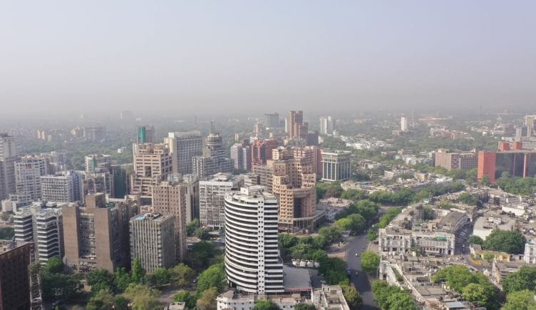 An aerial photograph of Delhi India