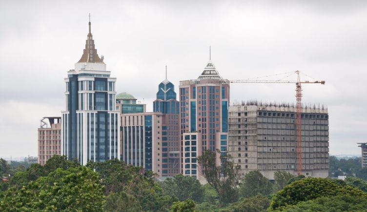 Software companies line the Bangalore skyline.