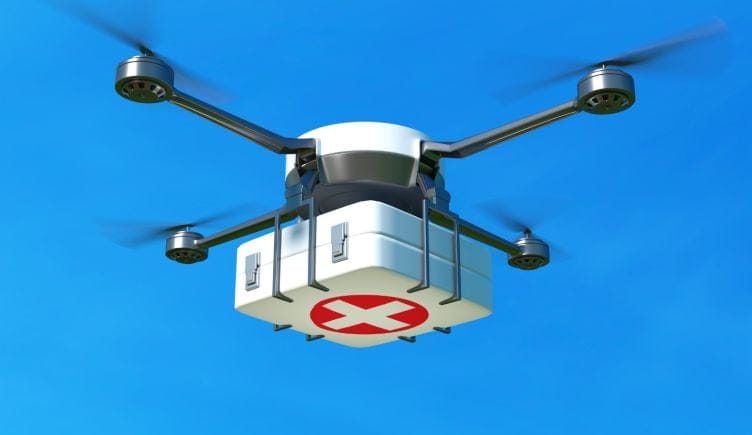 drone carrying a first aid kit