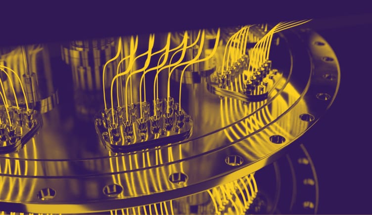 close-up of a quantum computer