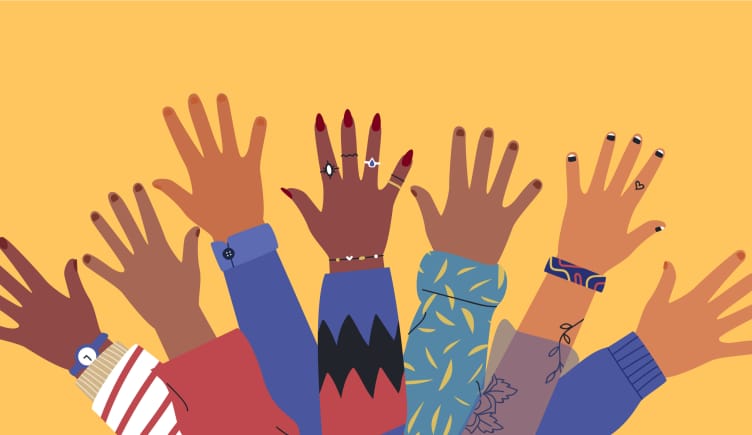Diversity and Inclusion hands illustration