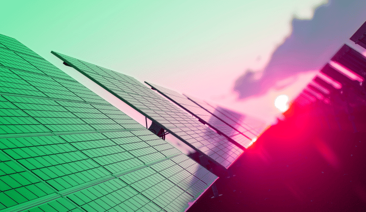 solar panels facing toward rising or setting sun