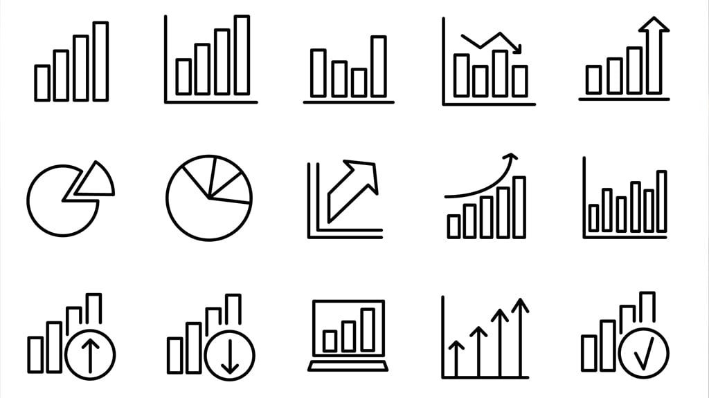 Various chart and graph line drawings
