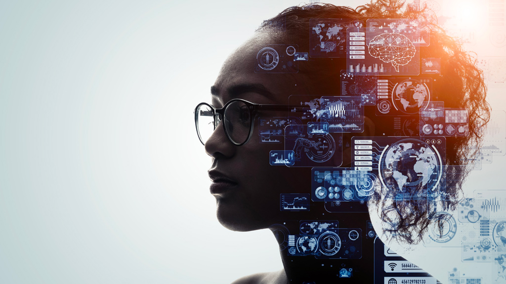 Profile view of a woman thinking