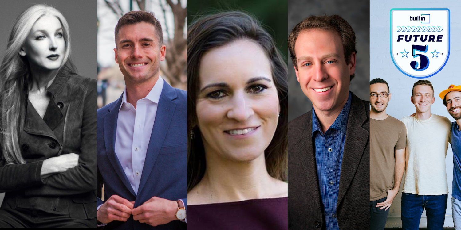 Executives from tech startups included in the Q3 Future 5 series. | Image: Chrysallis.AI, Worthy Mentoring, Citizen Data, Yearly and Givebutter / Built In