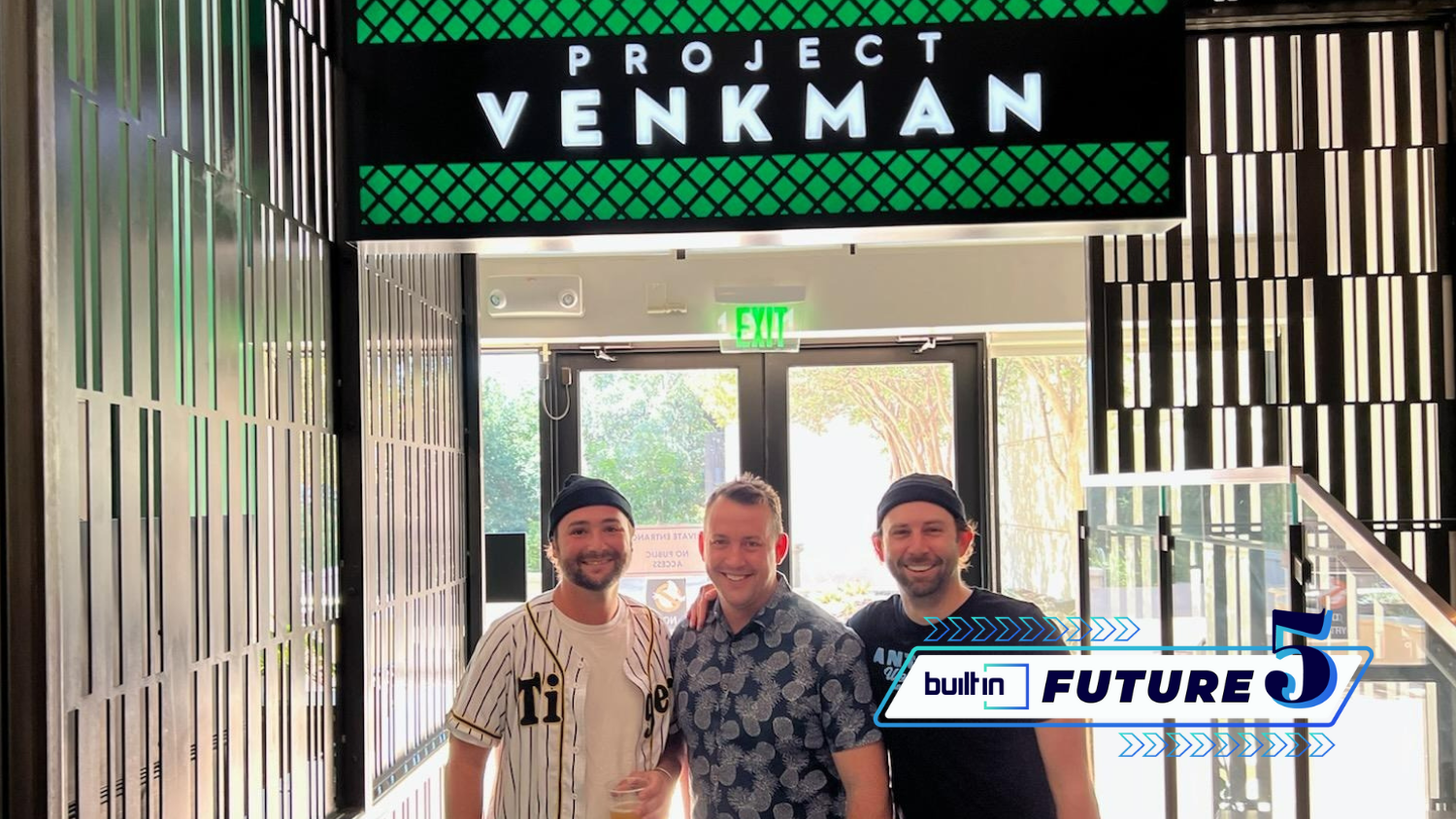 Project Venkman CEO Gavin Gillas (center) is pictured with Bill Murray’s son Jackson Murray (left) and his nephew Drew Murray (right).