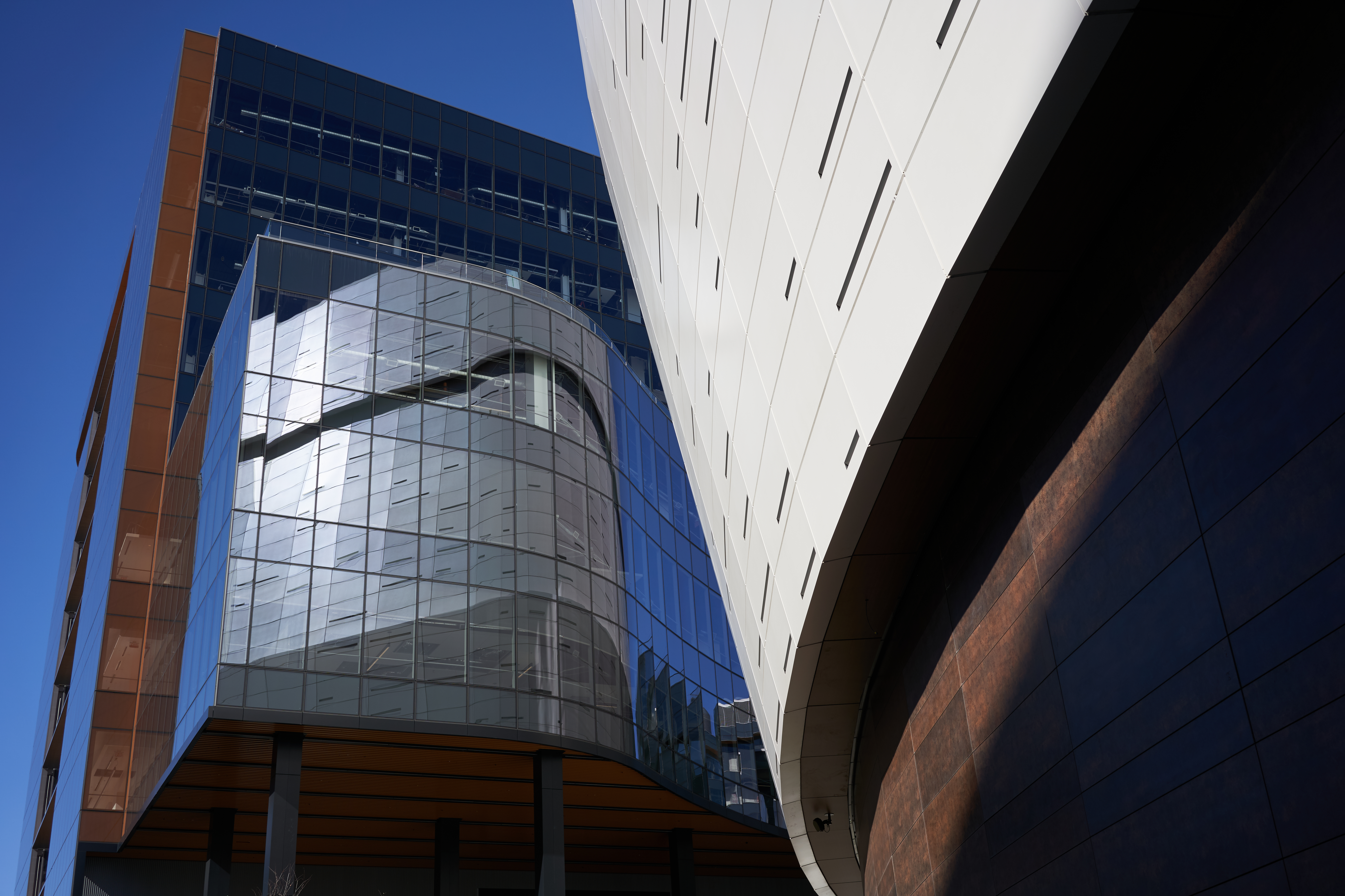 A view of buildings in the Chase Center complex