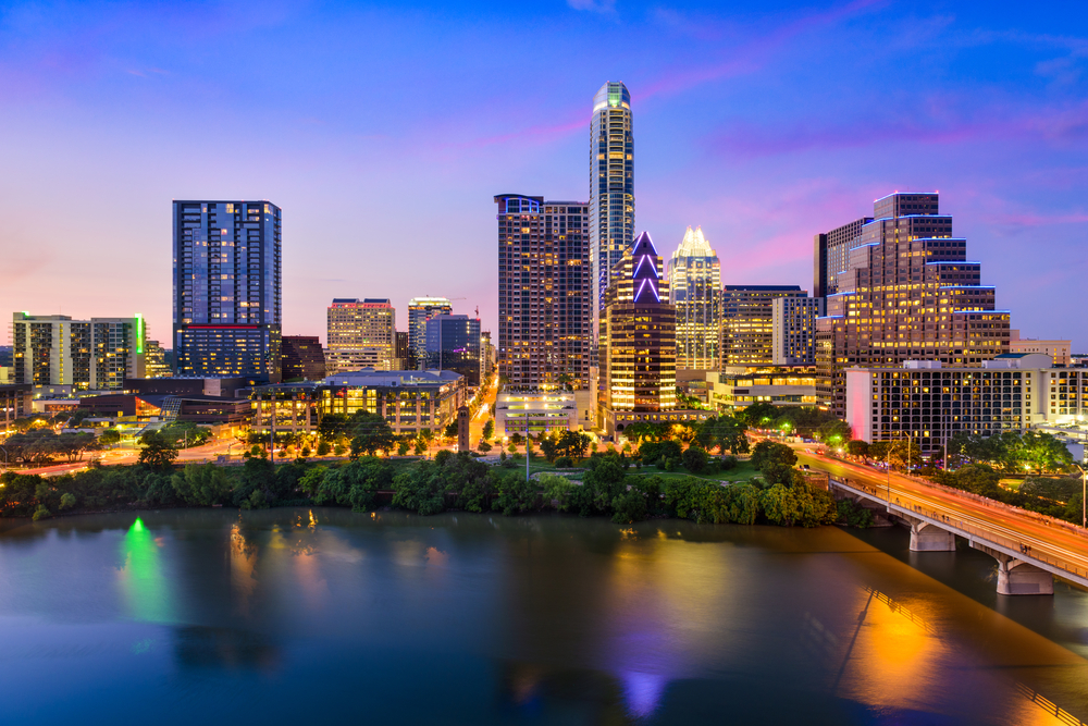 The Austin skyline at night