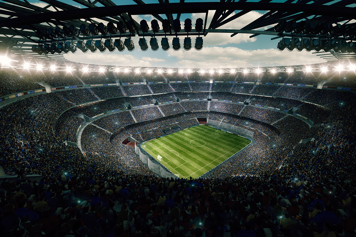 photo of a big sports stadium shot from the audience stands