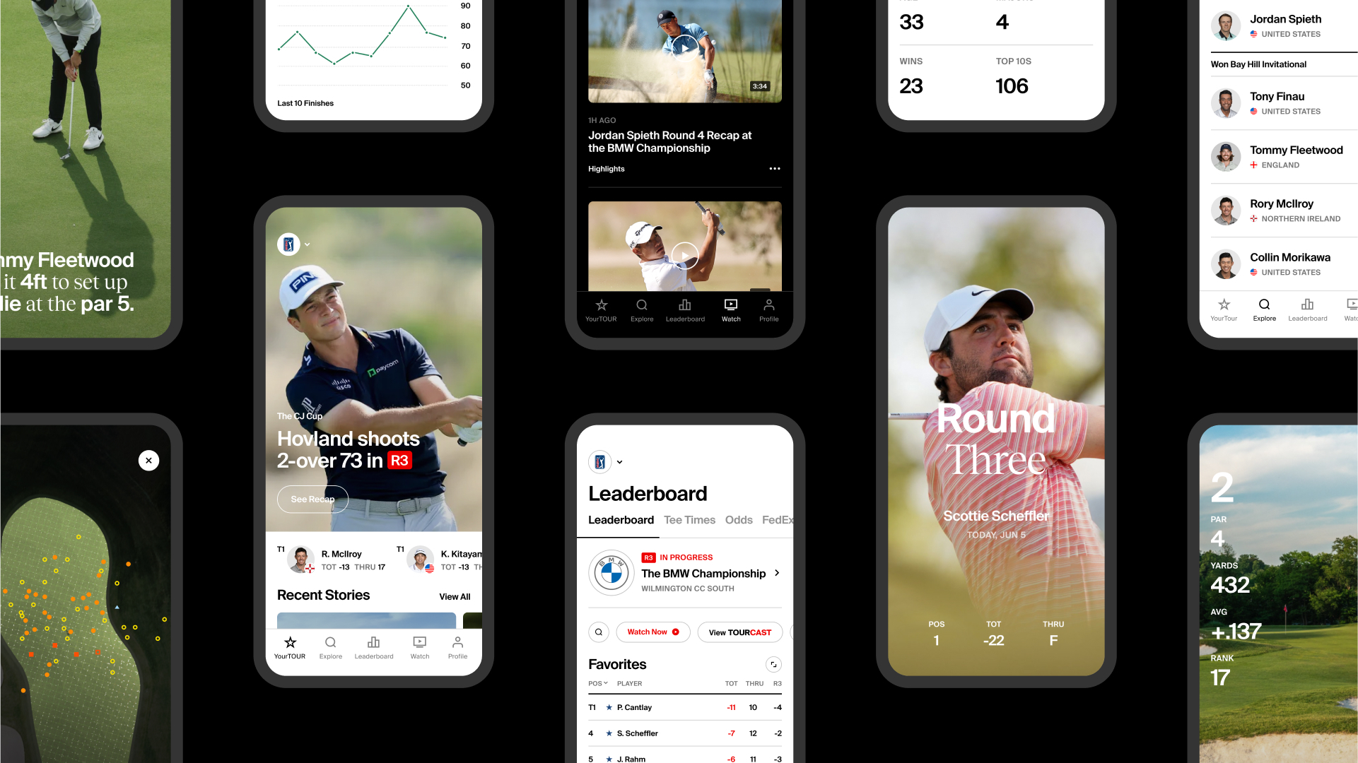 product images of PGA' TOURs new digital experience