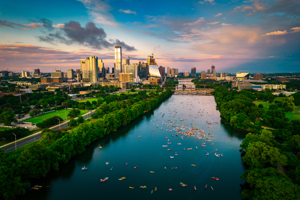 The Austin skyline from the river.