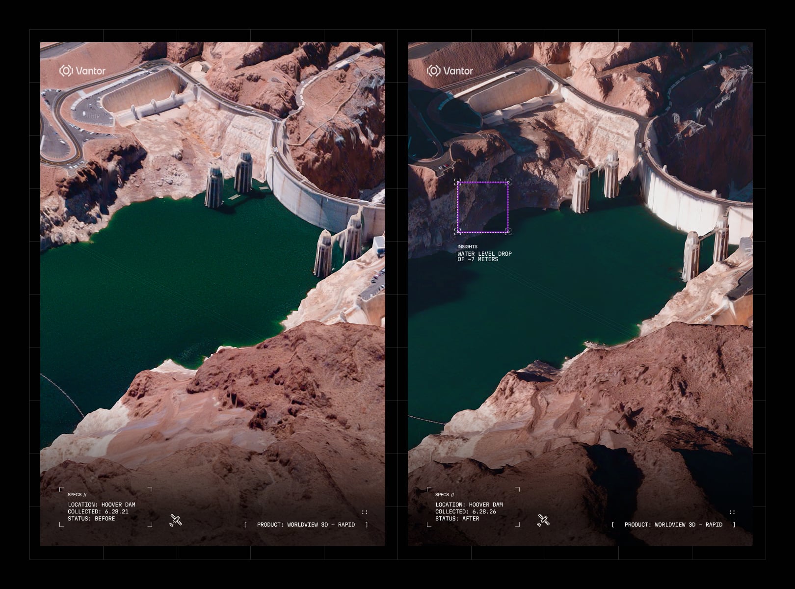 A WorldView 3D Rapid image of the Hoover Dam. | Photo: Vantor