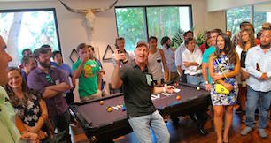 Banksy art, stuffed ostriches, and a mahogany slide: theChive's Austin office