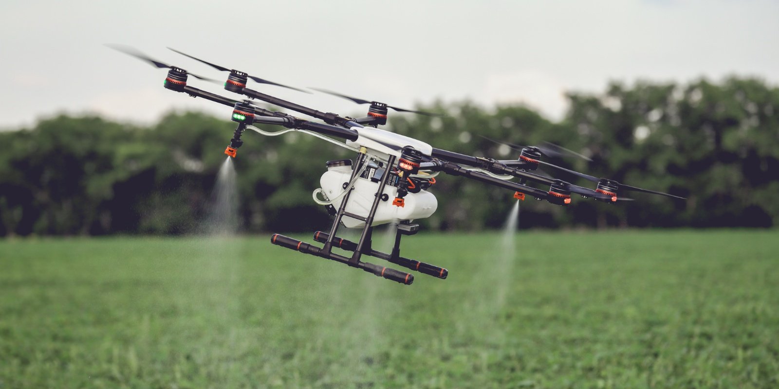 agriculture drone spraying fertilizer
