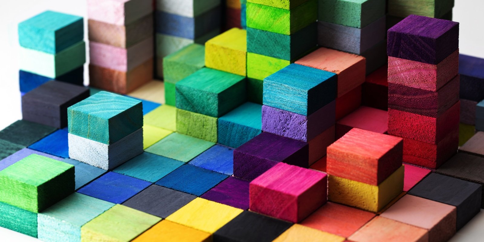 different colored building blocks
