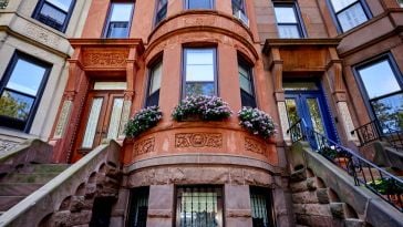 A New York brownstone photographed from the street level