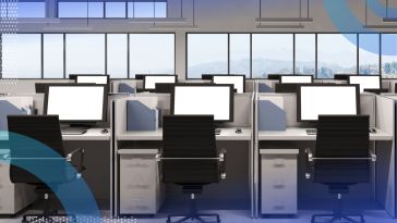 An image of many rows of cubicles with blank computer monitors with no one seated at them. /recruiting/4-ways-to-fill-tech-hiring-demand