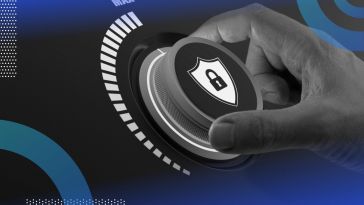A hand turns a dial with a security symbol on it toward max level. /cybersecurity/risks-during-growth-stage