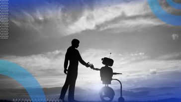 A person shakes hands with a friendly robot