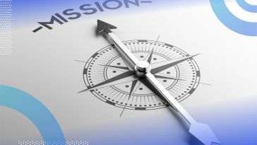 A compass points toward the word “mission.” /company-culture/3-reasons-mission-over-profit
