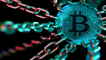 A physical crypto coin tethered by chains as cryptocurrency regulations tighten across the U.S.