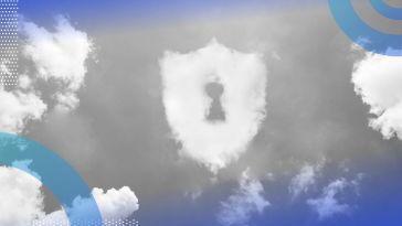 A cloud in the shape of a shield with a keyhole on it