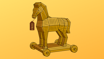 trojan horse with a price tag that says free